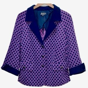 Luisa Spagnoli Purple Patterned Blazer with Navy Trim